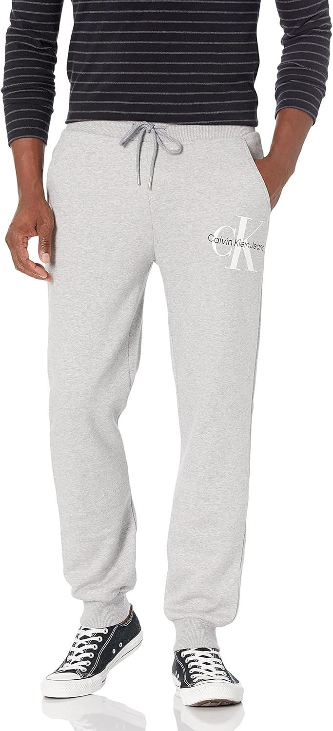 

Мужские спортивные брюки-джоггеры с монограммой и логотипом Calvin Klein, Grey Heather