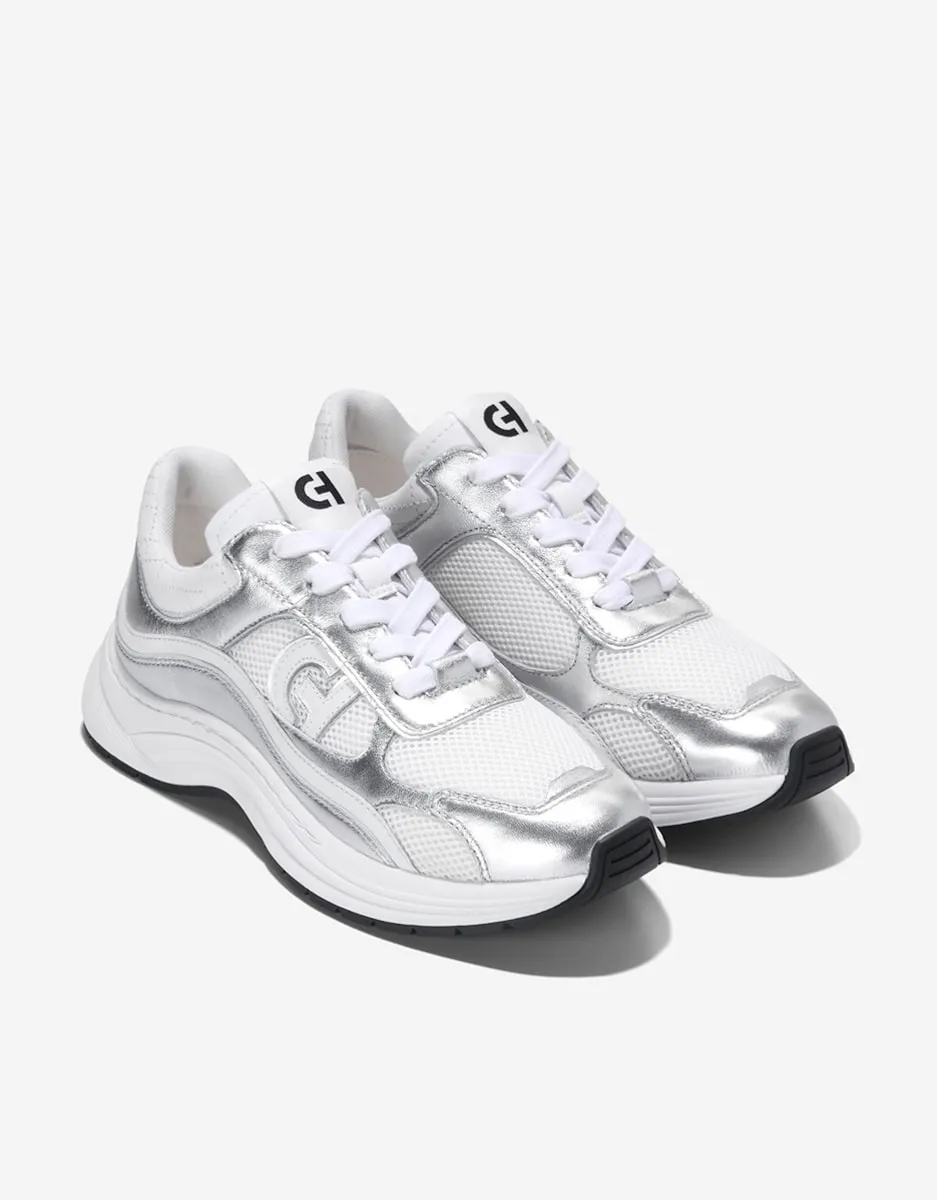 Женские кожаные кроссовки, выполненные из кожи и дышащей сетки Cole Haan, белый — фото 4