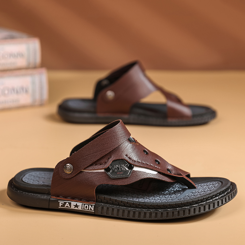 Shiozawa Мужские пляжные сандалии коричневые, цвет Brown — фото 3