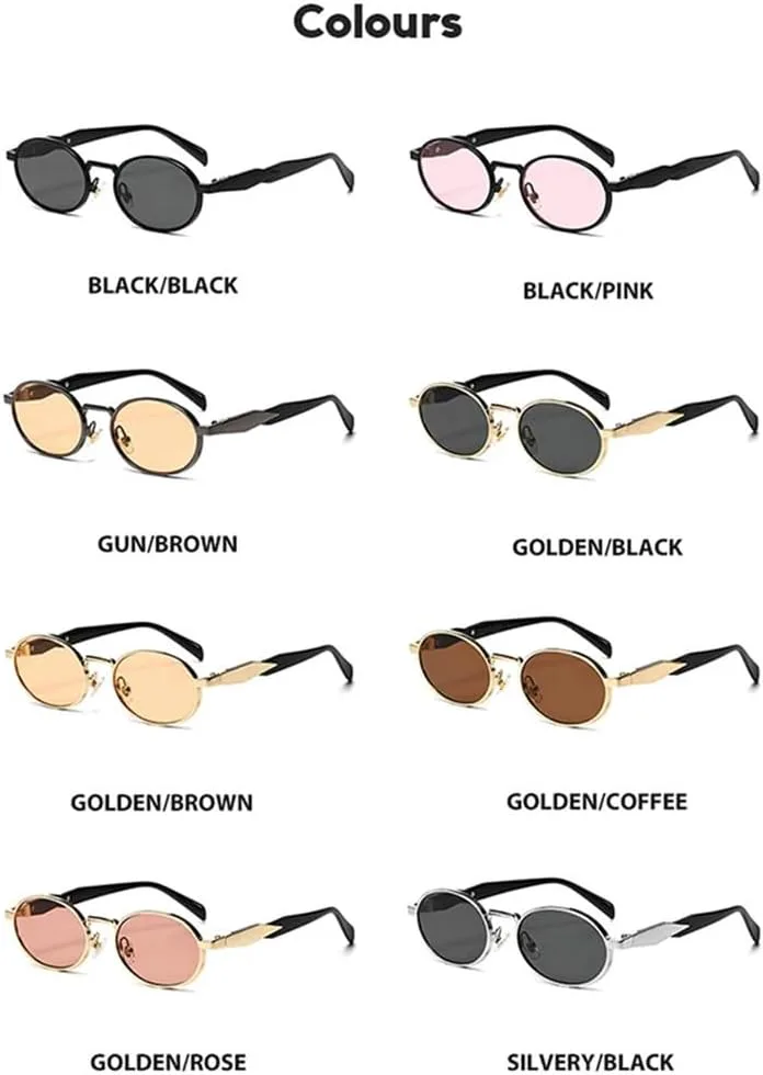 

Солнцезащитные очки UV400 с металлической оправой в овальном стиле панк для женщин и мужчин, для бега и занятий спортом на открытом воздухе generic, Gold Red