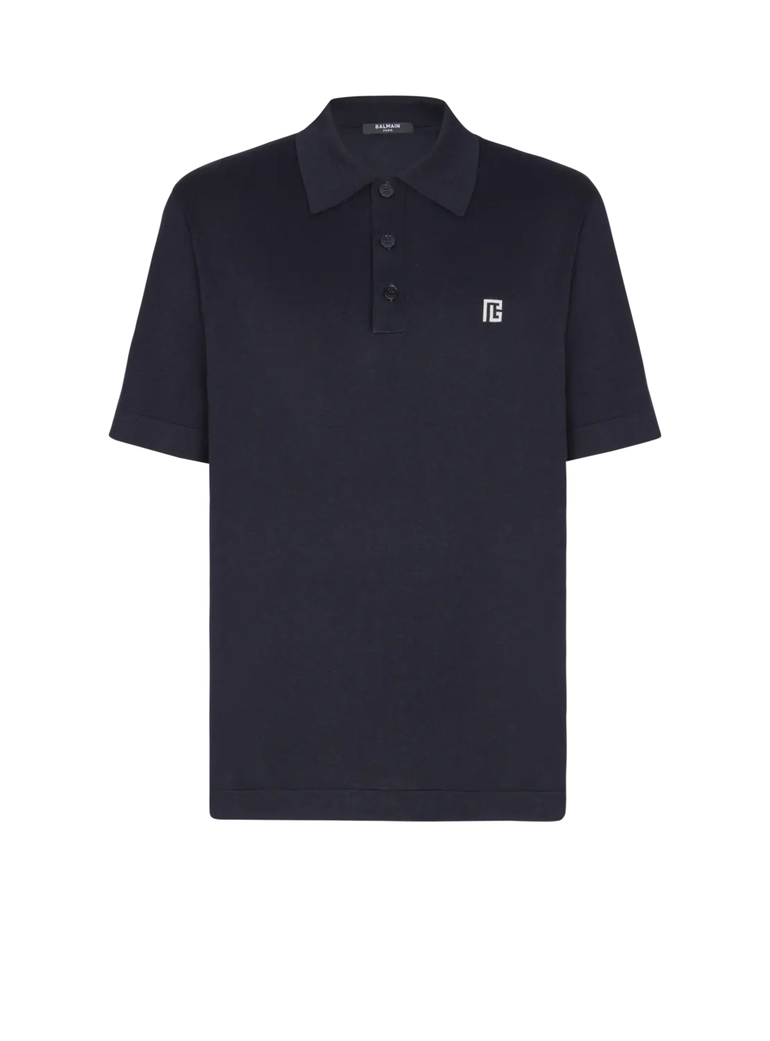 

Вышитое хлопковое поло Balmain, серый/темно-синий