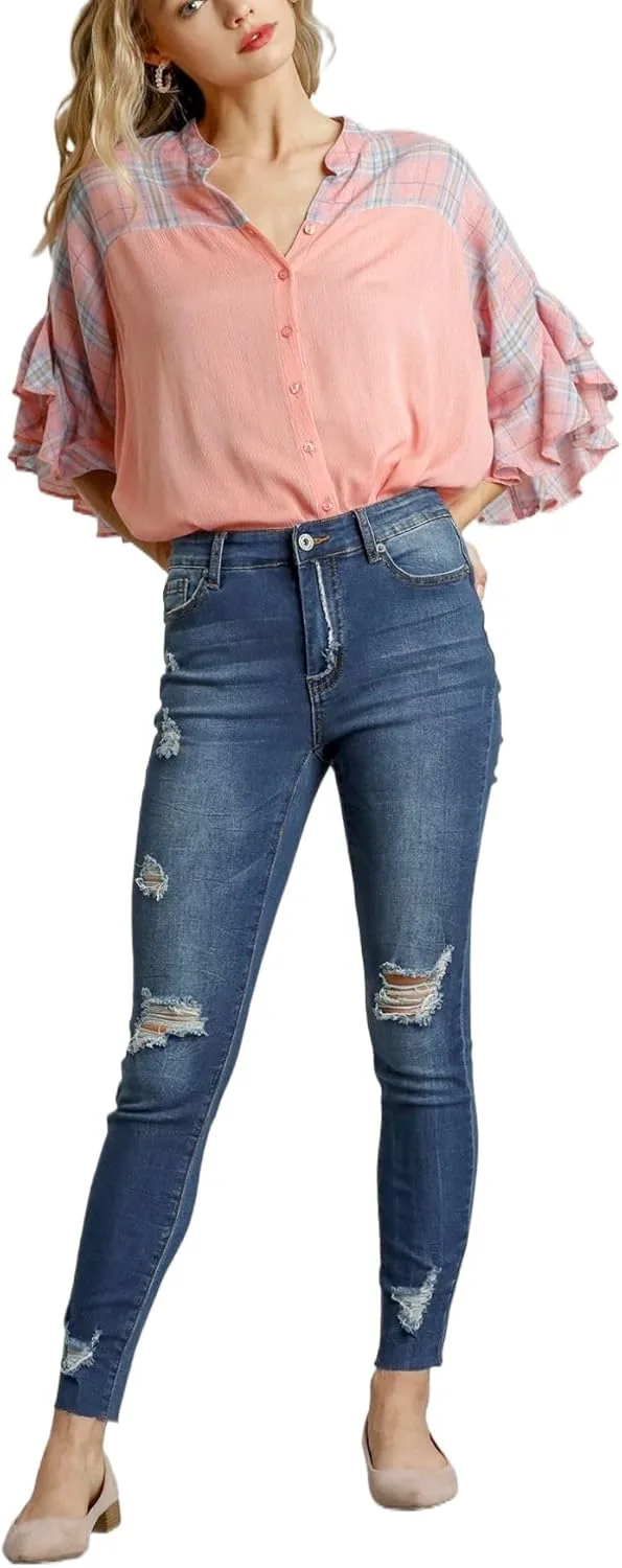 

Женские джинсы Casual Skinny с классической потертостью, Slim Fit, длина до щиколотки Yanhoo