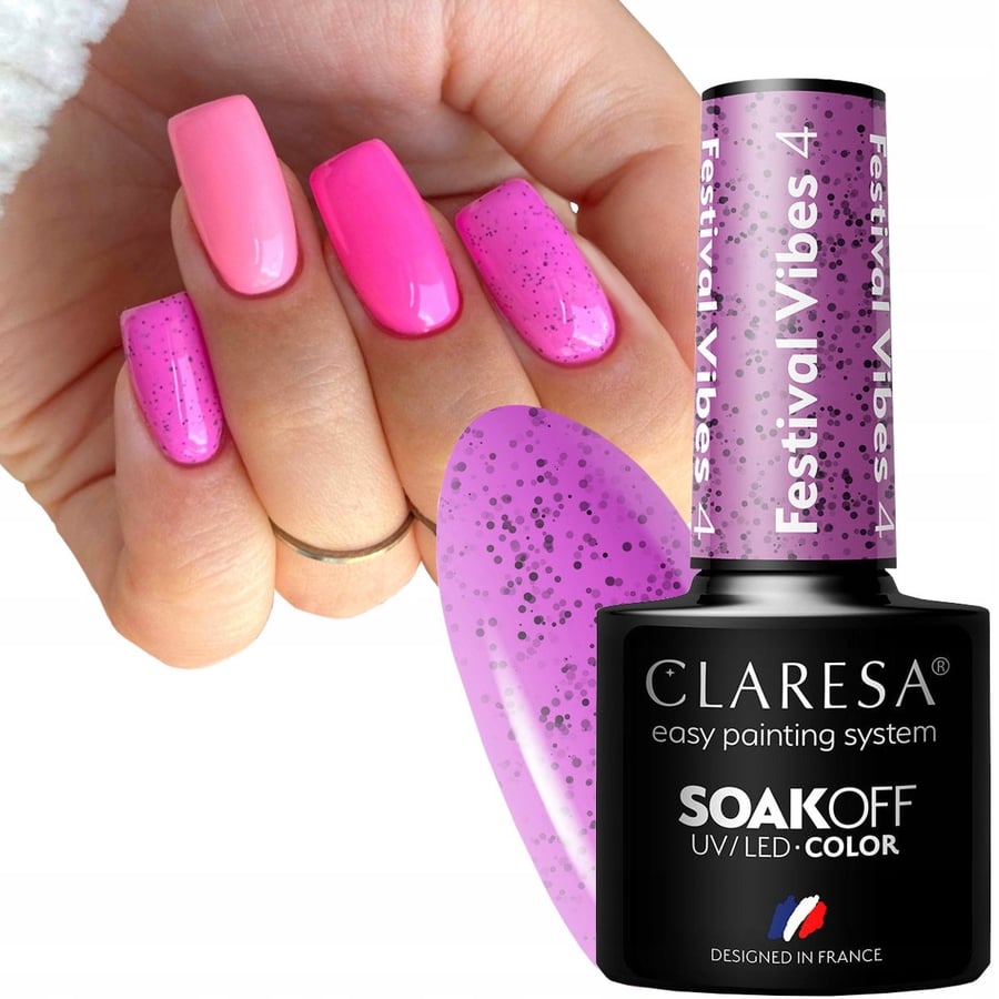 

Claresa Festival Vibes 4 Hybrid Nail Polish Hybrid Violet Dots Puderek