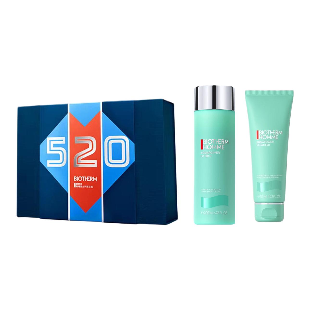 Набор для ухода за кожей Biotherm Homme Aquapower: очищающее средство + тоник, 125 мл + 200 мл