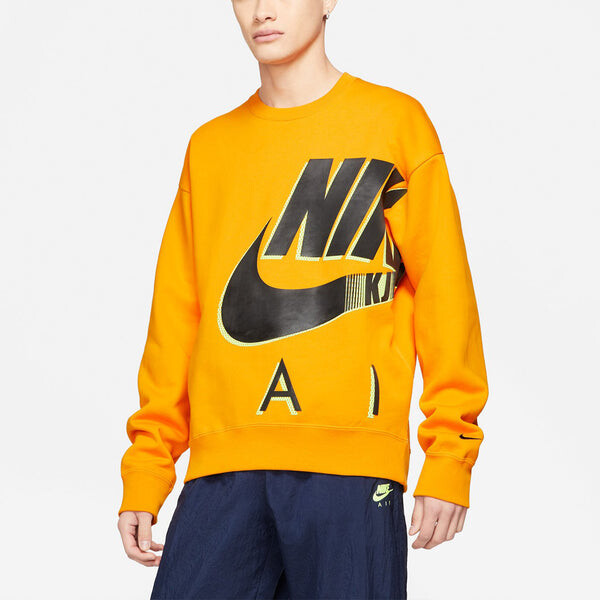 Толстовка Nike Air x Kim Jones Jointly Signed Logo Printing Brushed Round Collar GS Orange, оранжевый — фото 4