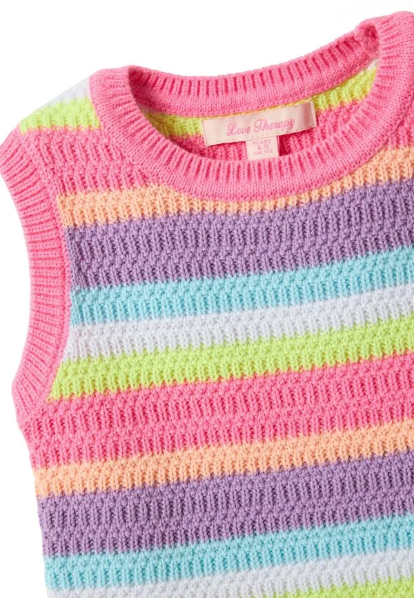 Разноцветный полосатый джемпер прямого кроя Ovs, Pink Purple — фото 3