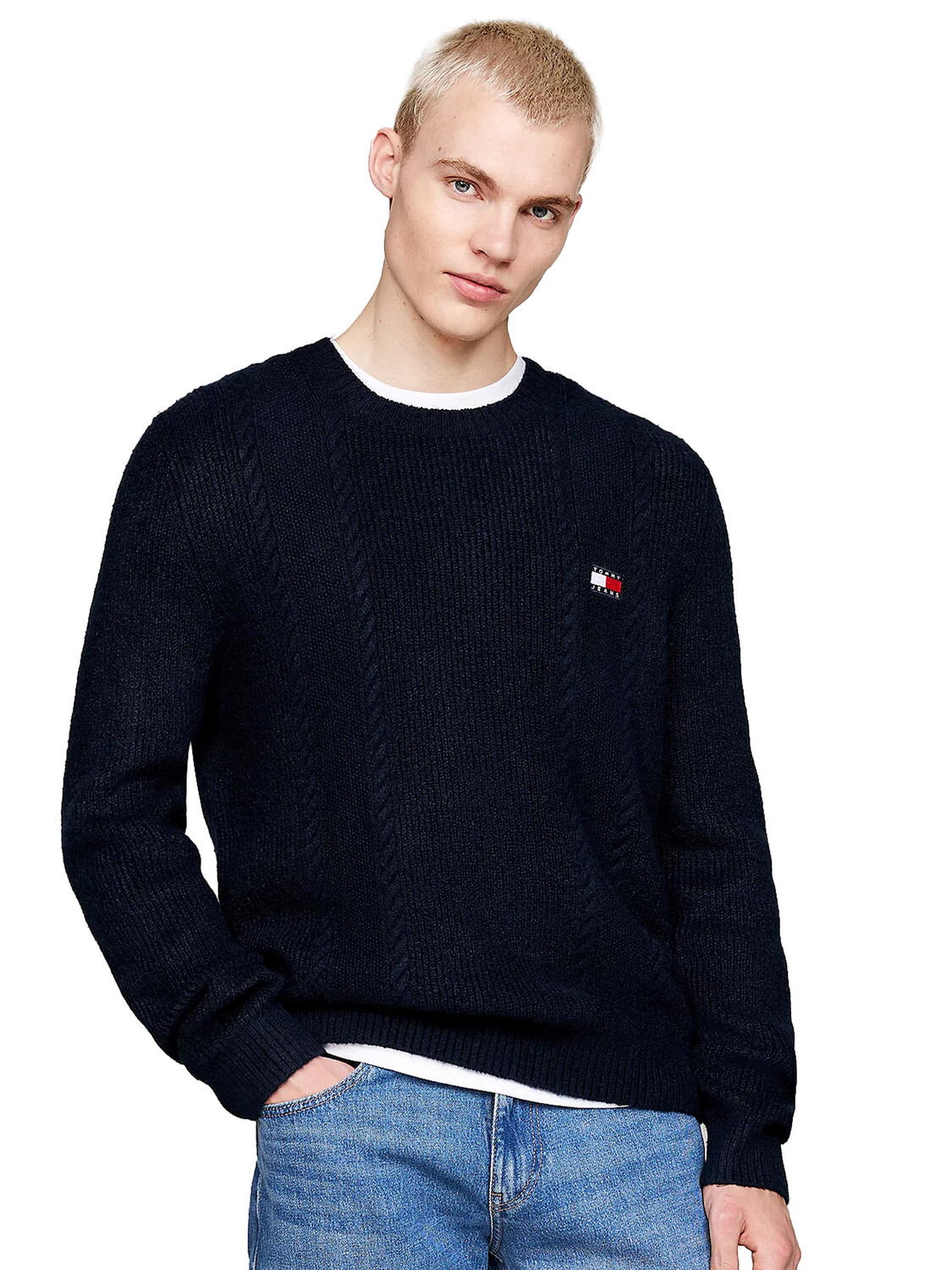 

Свитер jeans maglioncino slim fit in maglia intrecciata Tommy, синий