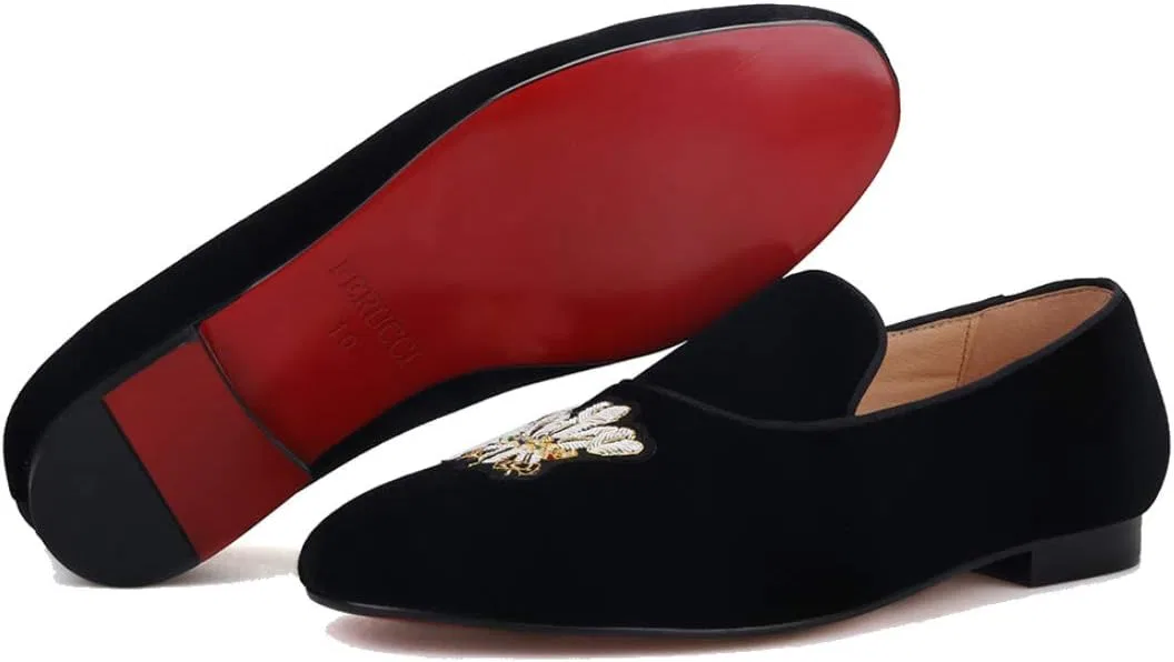 Лоферы FERUCCI Black Velvet Loafer с вышивкой, черный — фото 2