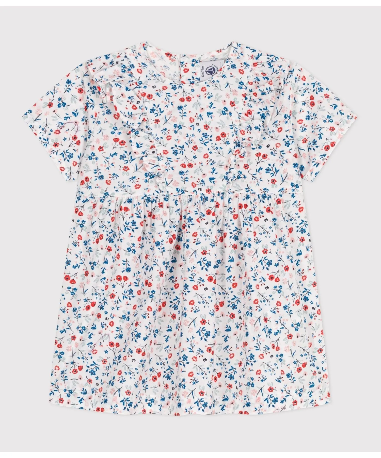 Платье с короткими рукавами PETIT BATEAU, Off-white/multicolor — фото 4