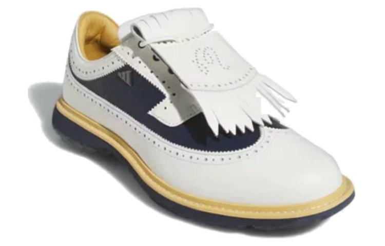 Мужские бесшиповые туфли для гольфа Malbon Golf Adidas, экрю/синий/Jade зеленый — фото 3