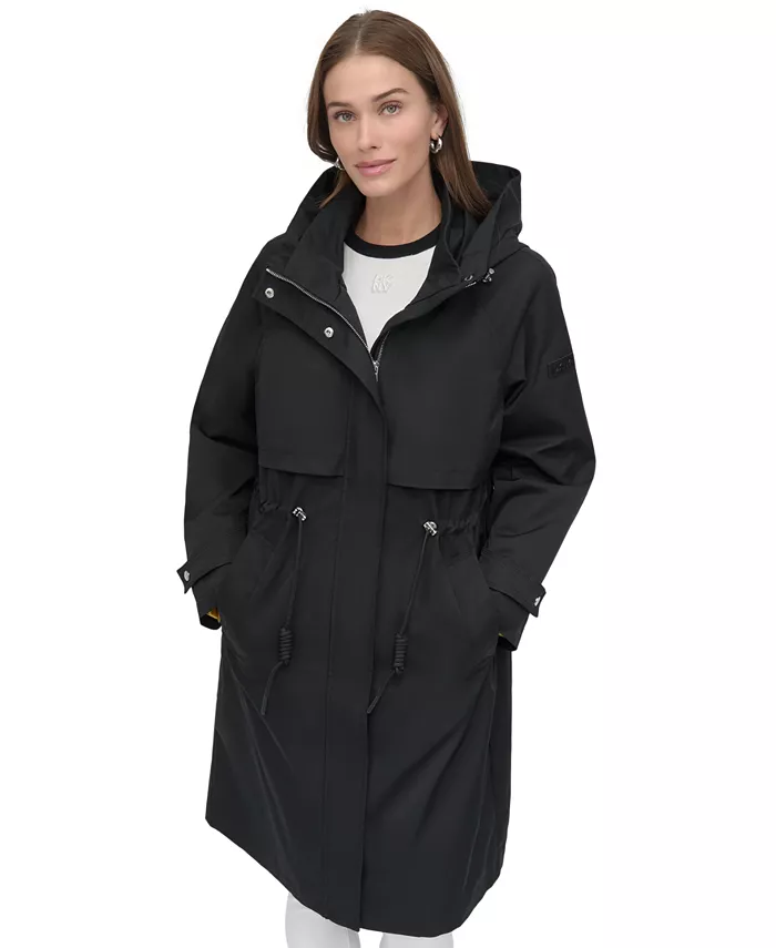 

Женская длинная анорак-куртка с капюшоном на молнии DKNY, черный