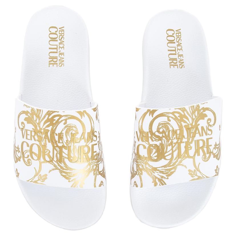 FANSIZHE Джинсы Кутюр Слайдеры Женские Белые VERSACE — фото 4