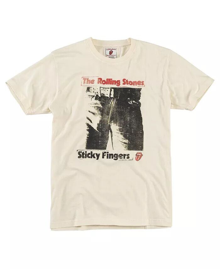 

Мужская кремовая футболка Rolling Stones Sticky Fingers Vin Fade American Needle, слоновая кость/кремовый