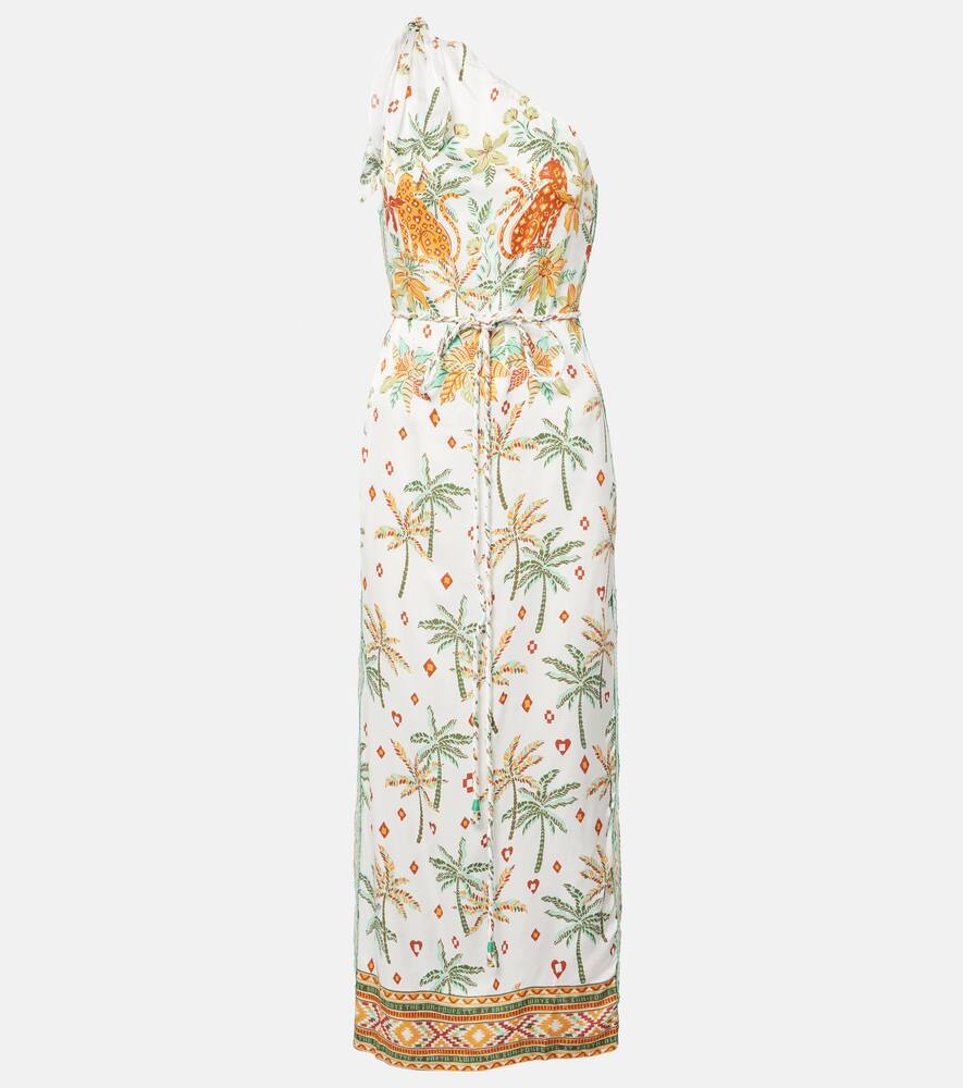 

Кафтан Isabelle с принтом и одним плечом Poupette St Barth, Green Equator