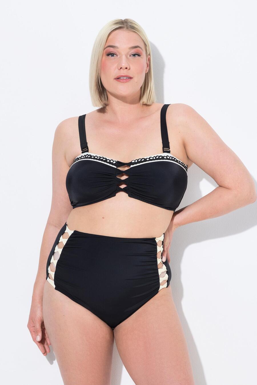 

ULLA POPKEN Женское бикини с декоративными лентами, мягкими чашками, регулируемыми бретелями, высокой талией