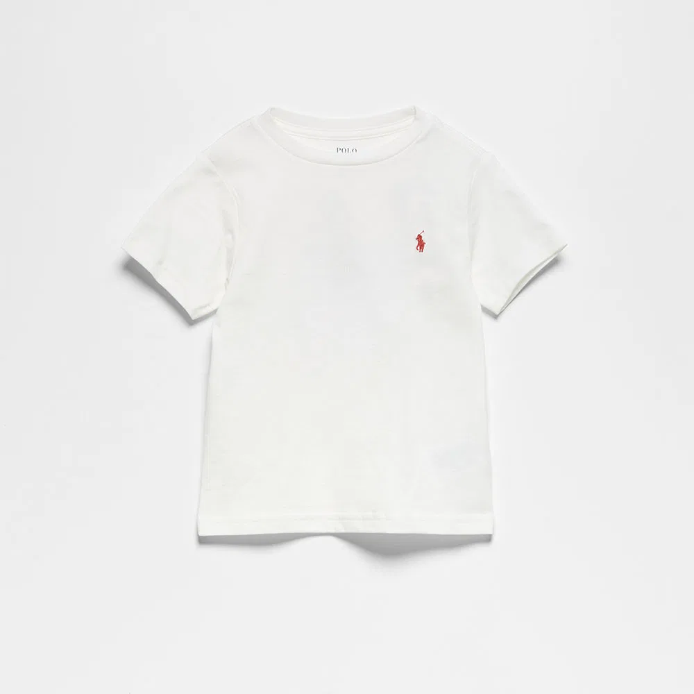Детская футболка Polo Ralph Lauren Children с принтом сёрфборда, белая