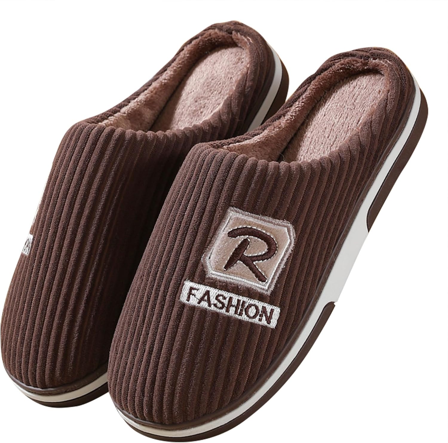 

Домашние тапочки для мужчин, теплые плюшевые, широкой посадки, мягкие, с эффектом памяти, большого размера, для спальни, с противоскользящей подошвой, для дома и улицы, размеры 7-16 Zickyo, коричневый