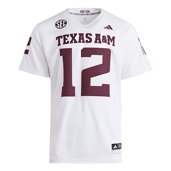 Мужская футболка Texas A&M Aggies Premier #12 белая Adidas — фото 3