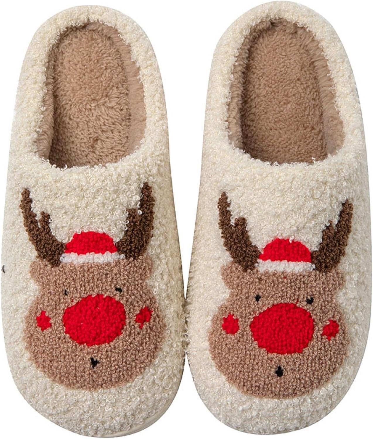 

Рождественские тапочки для женщин и мужчин 2025 года, зимние плюшевые с эффектом памяти, мягкие пушистые тапочки, уютная теплая домашняя обувь в винтажном стиле Generic, красный