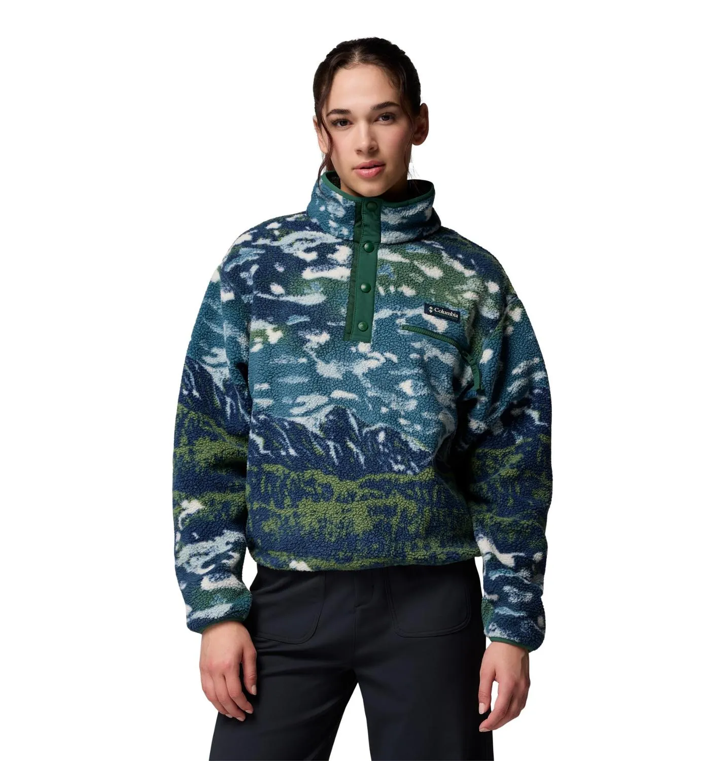 

Helvetia II Укороченная Полузастежка Флисовая Толстовка Columbia, Everblue Sisters/Rain Forest