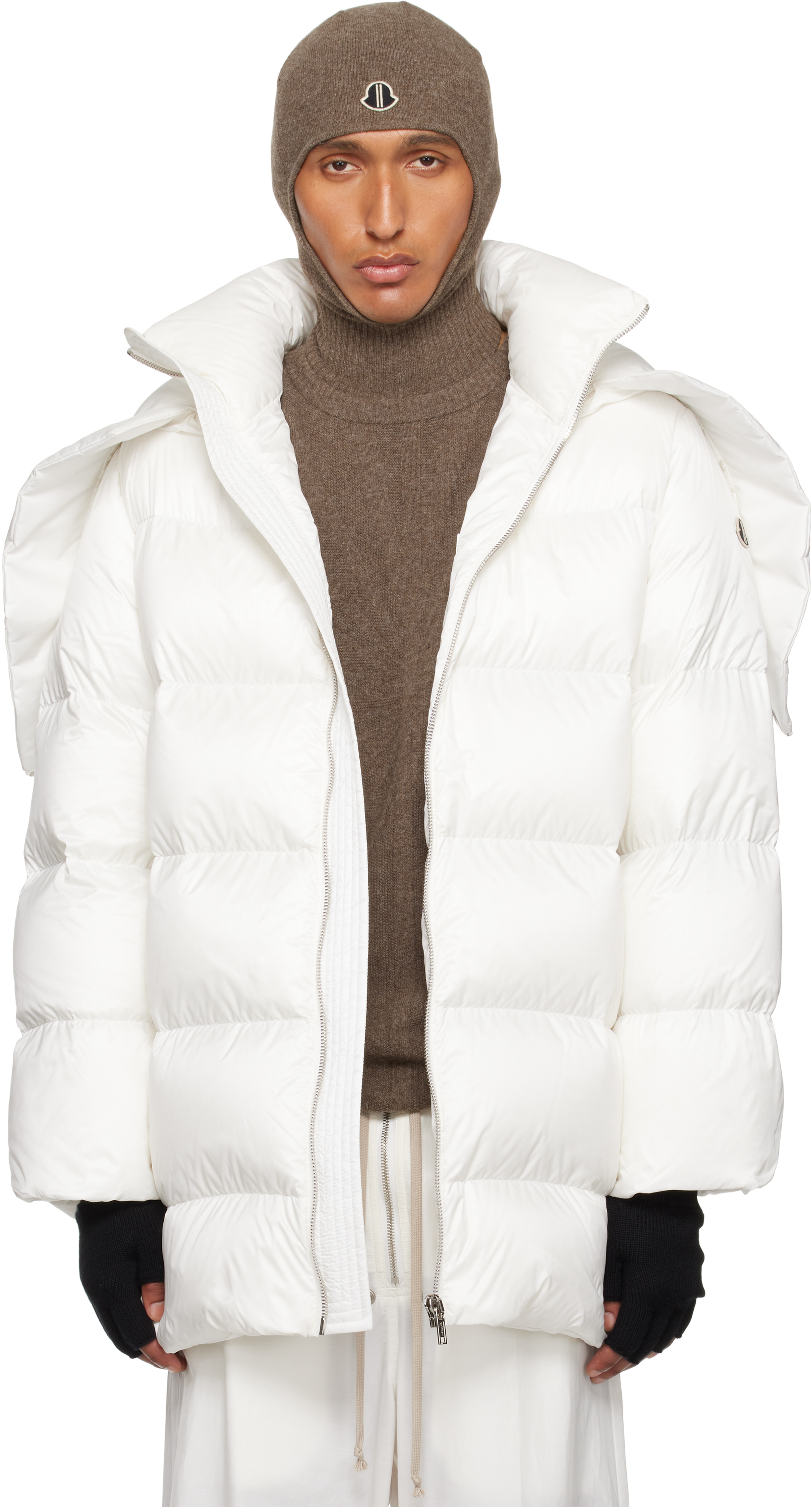 

Куртка-циклоп с капюшоном Moncler + Off-White Rick Owens, Milk