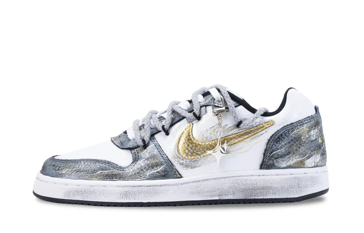 Кроссовки низкие Nike EBERNON серо-золотые — фото 3