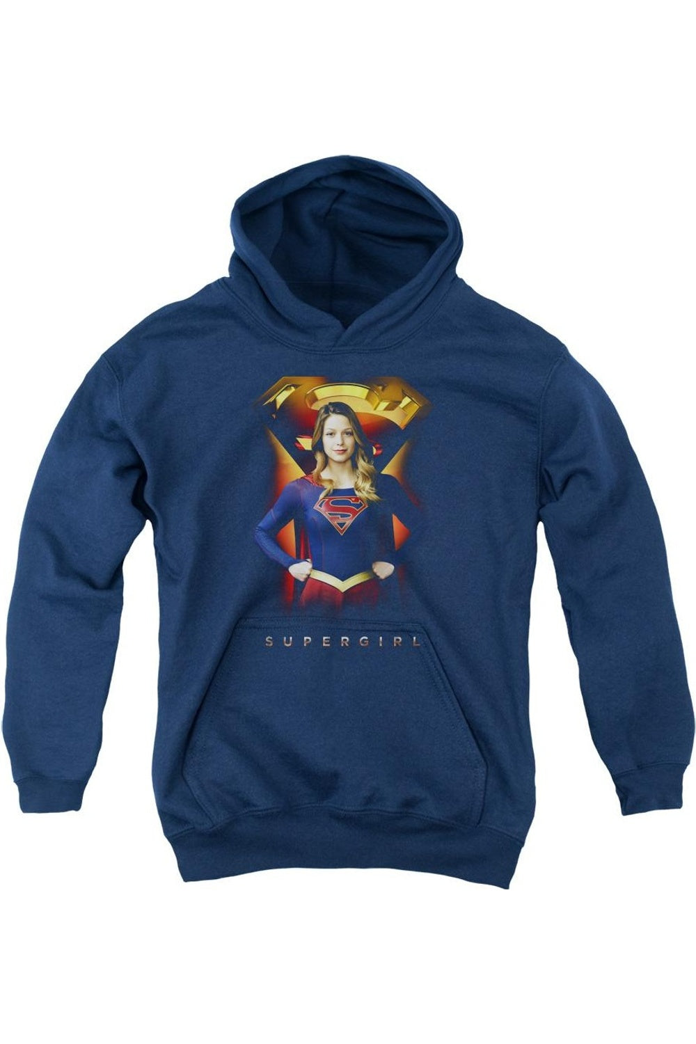 

Супергерл стоящий символ молодежная толстовка с капюшоном Gildan, темно-синий