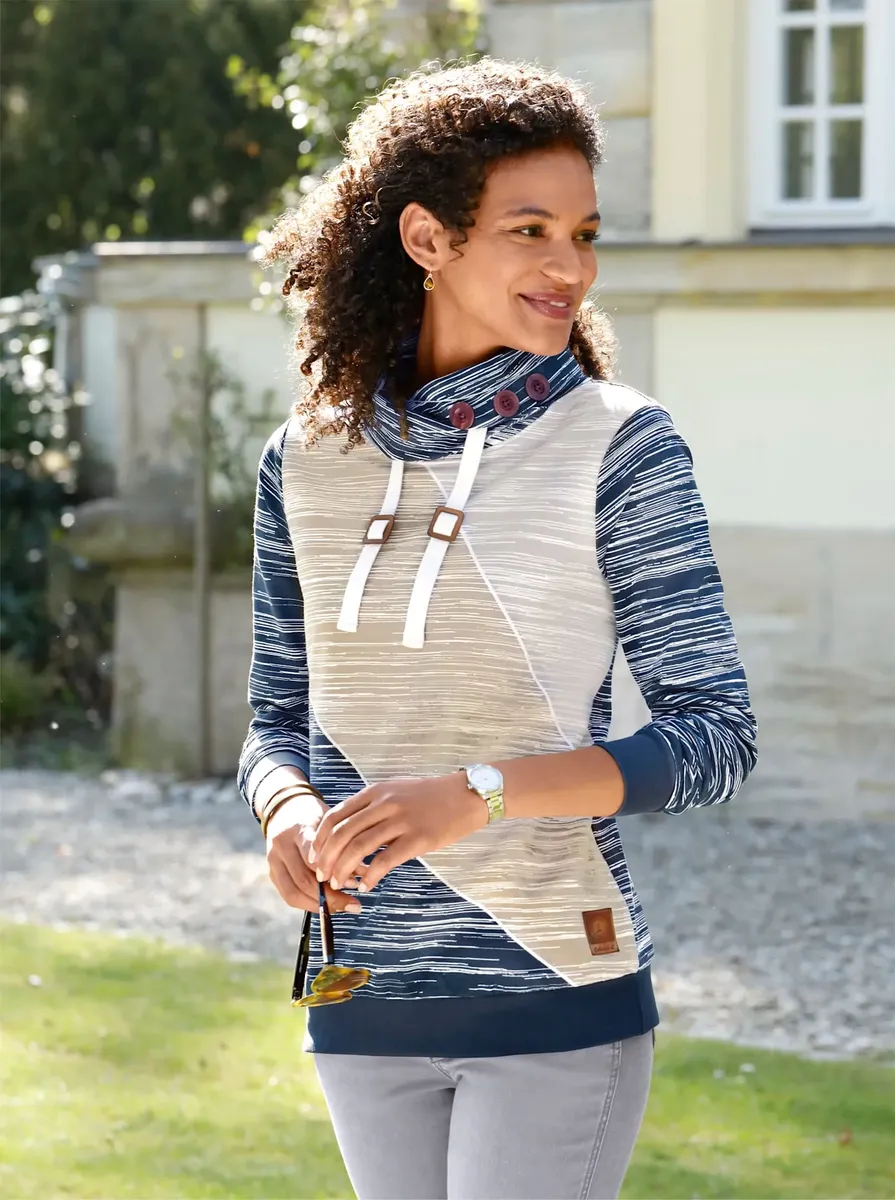 

Толстовка в стиле casual Casual Looks, цвет Dunkelblau-Ecru-Bedruckt