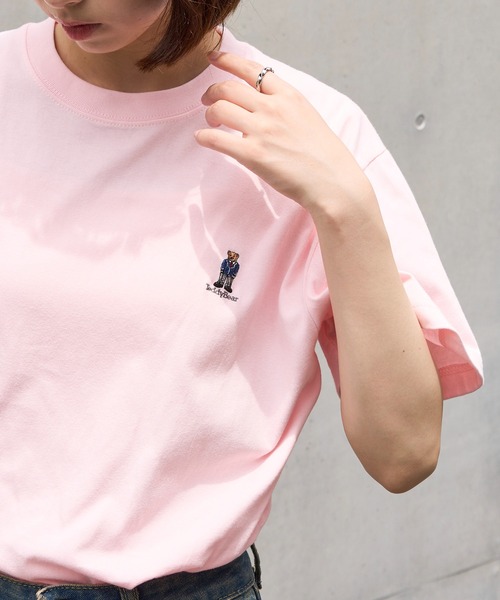 

Футболка с вышивкой в виде плюшевого мишки, унисекс THE FINAL VIEW, нежно-розовый