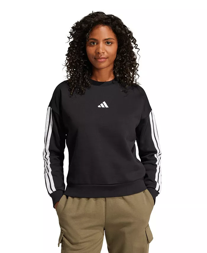 

Женская флисовая толстовка Essentials с тремя полосками и круглым вырезом adidas, серый