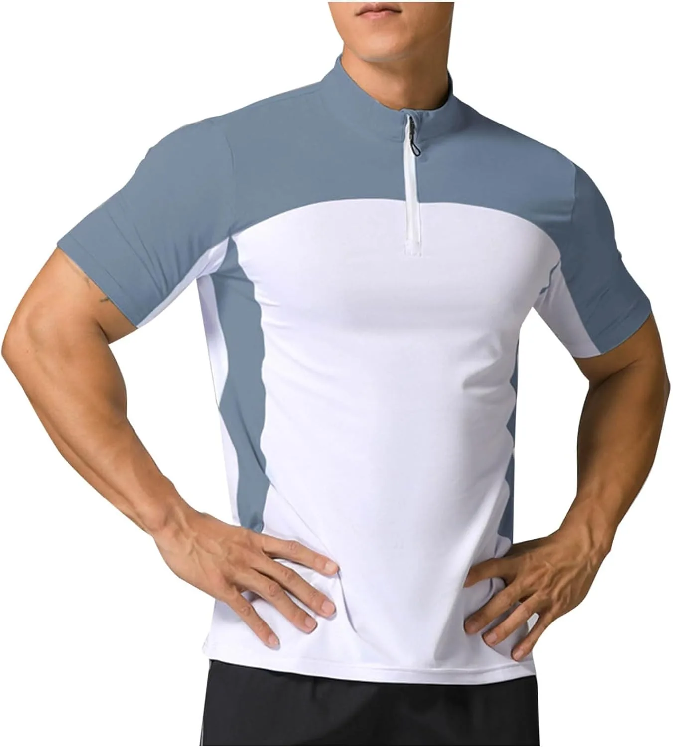 

Мужская футболка с коротким рукавом и четвертью молнии для спорта, быстросохнущая Sdeycui