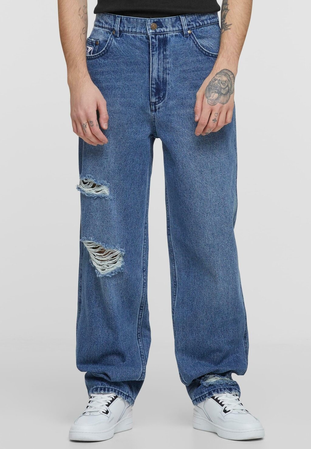 

Джинсы свободного кроя SMALL SIGNATURE BAGGY FIVE POCKET HEAVY DISTRESSED Karl Kani, цвет blue indigo