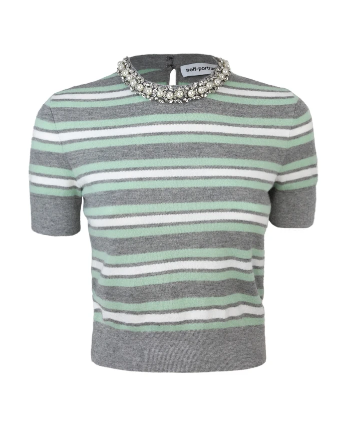 

Серый свитер из смеси шерсти и кашемира Self Portrait, мультиколор