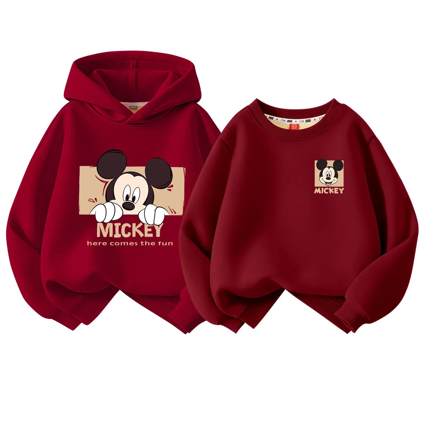 Детский худи утепленный Disney, [Thickened and Fleece-Lined]Di Online Burgundy+Di Joy K Burgundy