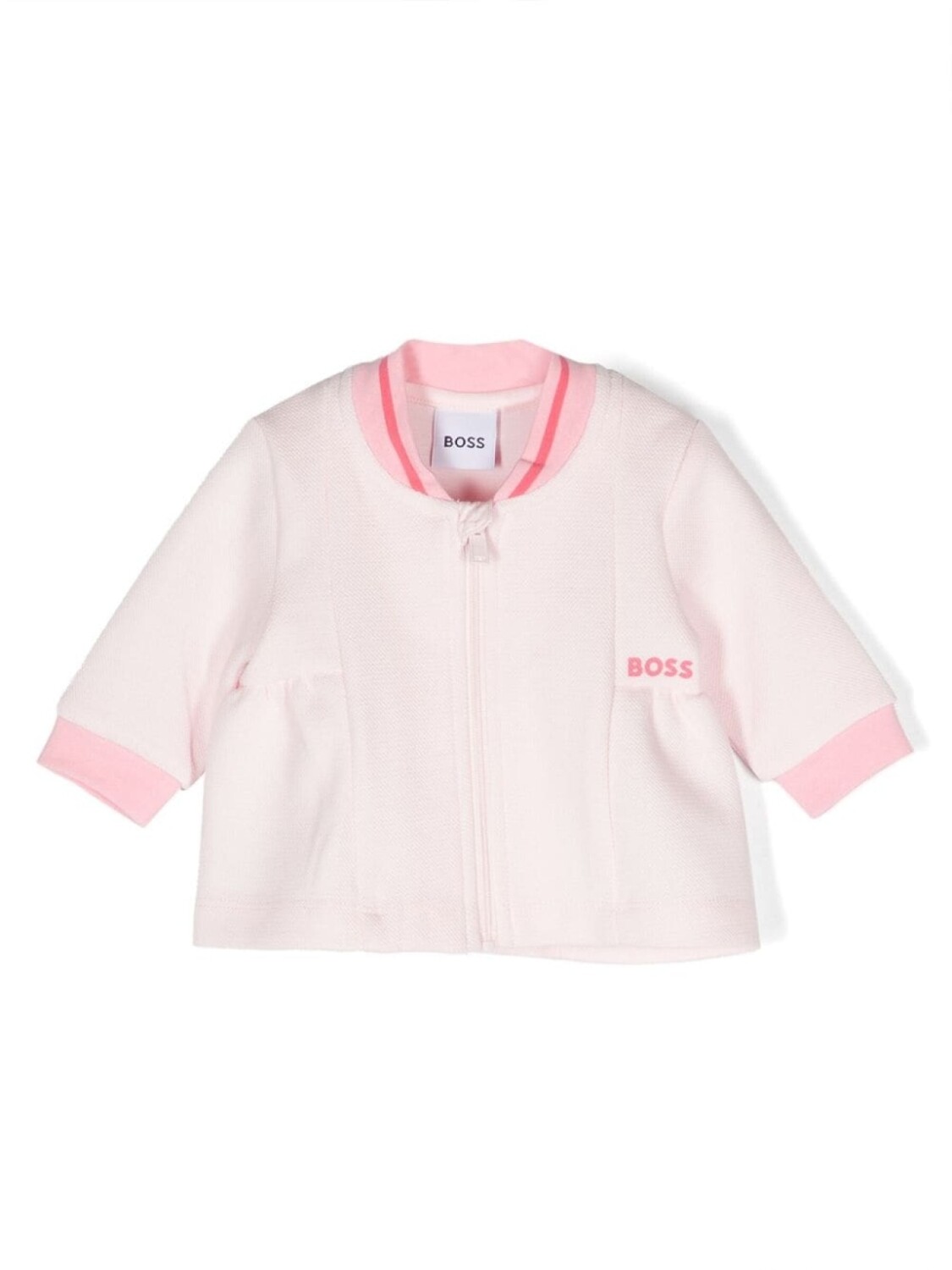 

BOSS Kidswear кардиган из ткани пике с полосатым воротником, розовый