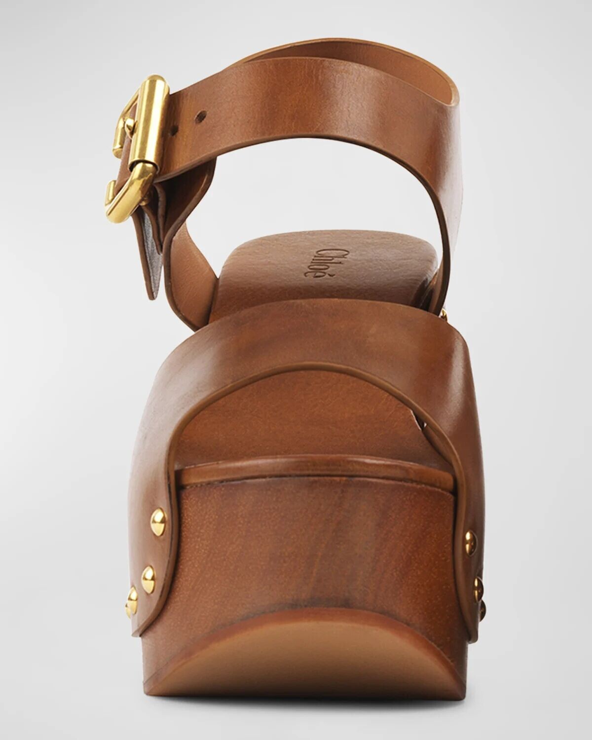 Кожаные сандалии Jeannette на платформе с клогами Chloe, цвет Ginger Brown — фото 4