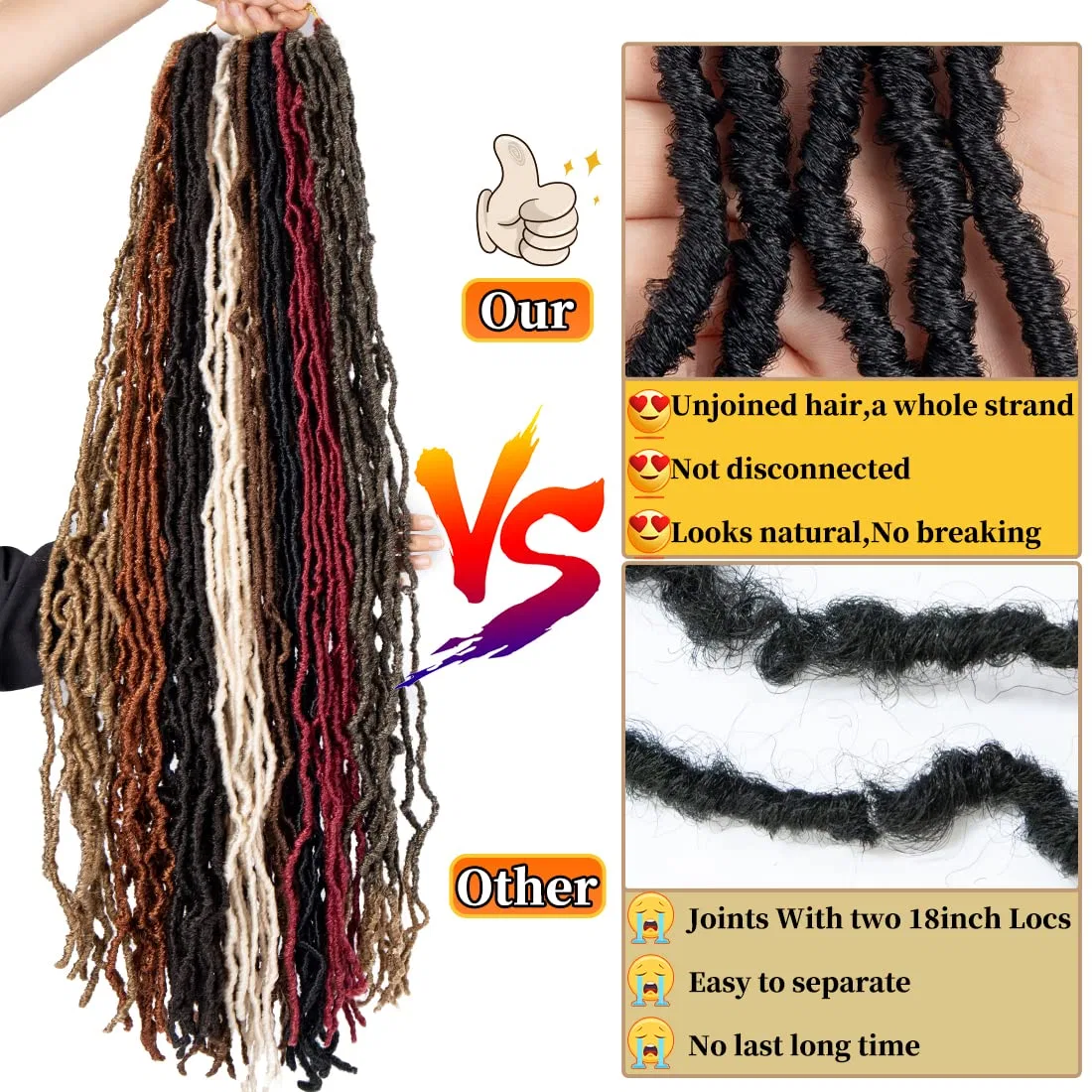 Набор синтетических волос для плетения «Soft Locs Crochet Hair» 6 упаковок, 36 дюймов Ainimiu, 30# — фото 2