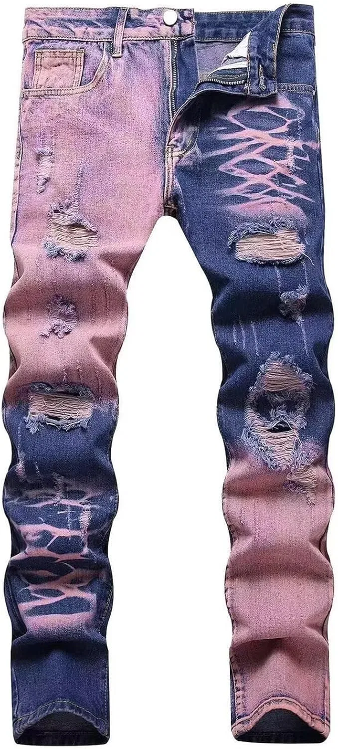 Джинсы с граффити, Maxhugoo, розовый с синим