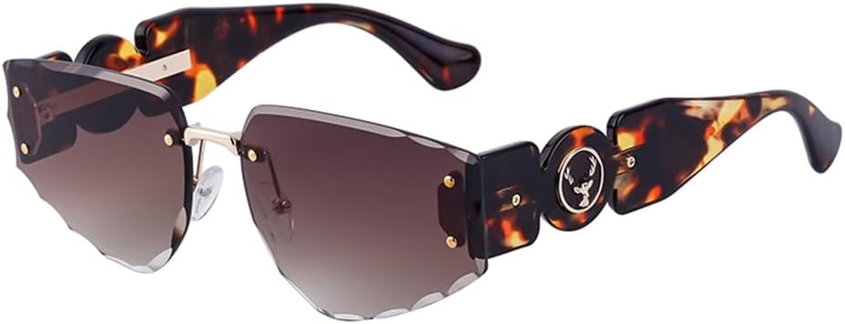 

Солнцезащитные очки в стиле панк без оправы 2027 года для женщин и мужчин, винтажные очки без оправы, защита от УФ-излучения UV400, C4DemiBrown, один размер MTZJH, One Color