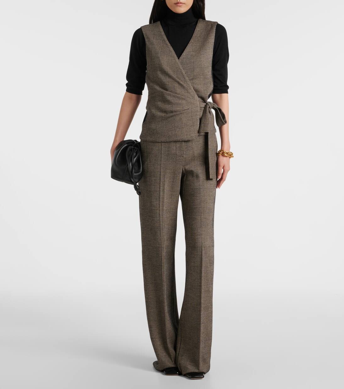 Топ-халат с узором «гусиная лапка» из смеси шерсти Adige Max Mara, цвет nero pomice — фото 2