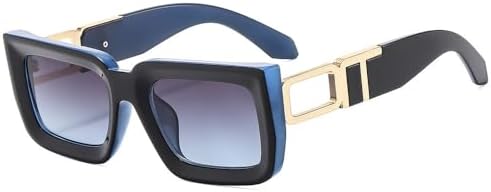 

Солнцезащитные очки квадратной формы 2026 года для женщин и мужчин, в стиле ретро, ​​с двухцветной оправой, модные оттенки, защита от ультрафиолета UV400 MTZJH, Black Blue Grey