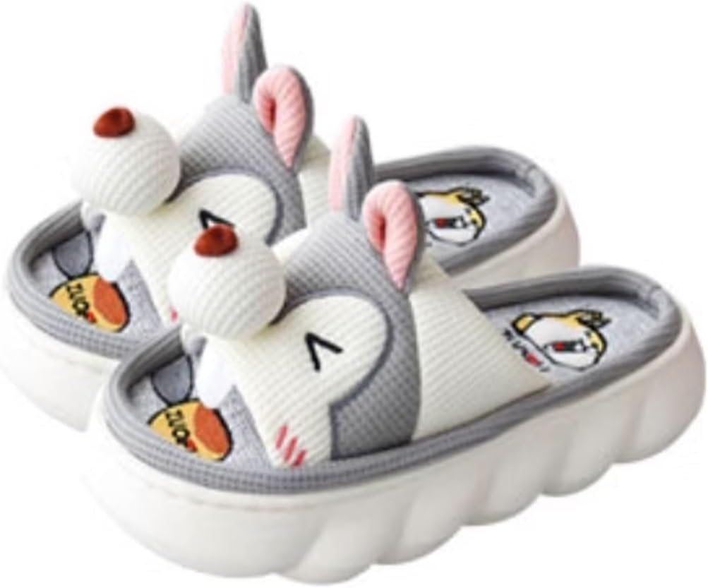 

JITEM Тапочки с толстой подошвой, удобные льняные тапочки, милые с белкой, домашние нескользящие тапочки для женщин и мужчин, на все сезоны, обувь для дома, забавный подарок, серый