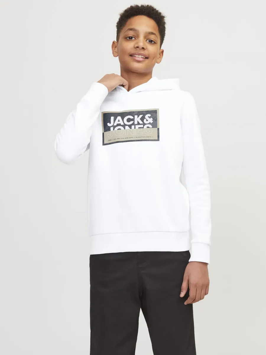 

Детская толстовка Jack & Jones "JCOLOGAN SS24 PRINT SWEAT HOOD SN JNR" Jack & Jones Junior, белый