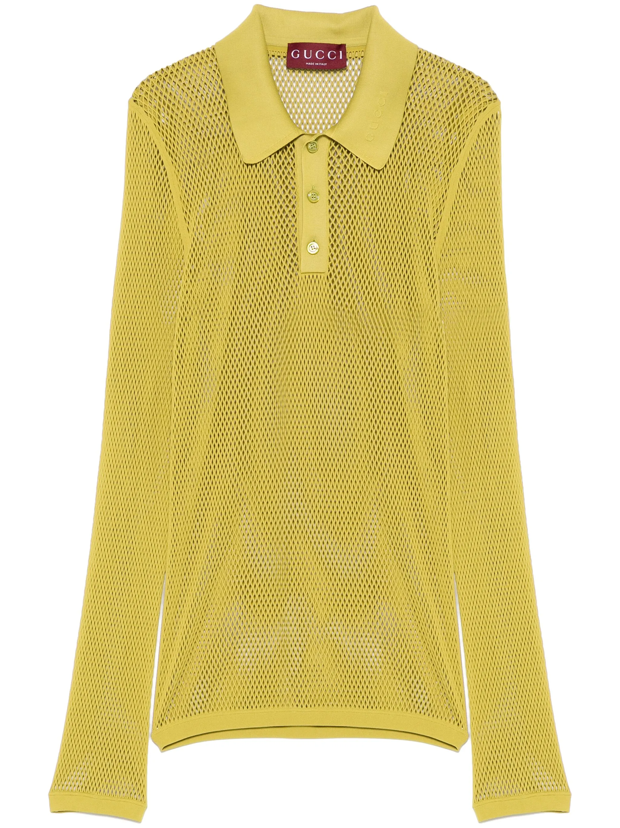 

Сетчатая рубашка поло с тиснением Gucci, зеленый