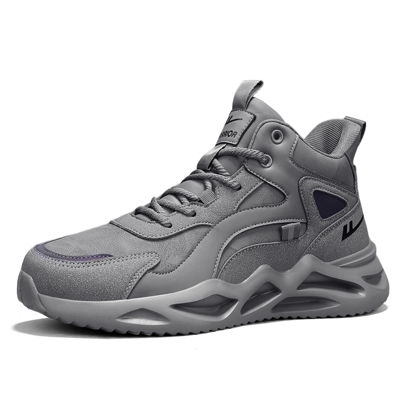 WARRIOR Мужские серые повседневные кроссовки Mid top с амортизацией и износостойкостью — фото 3