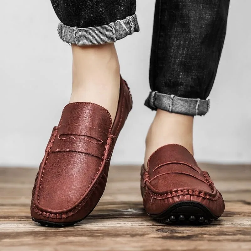 Лоферы кожаные Mens Vegan Leather Loafers, Brown UOPYNE — фото 2