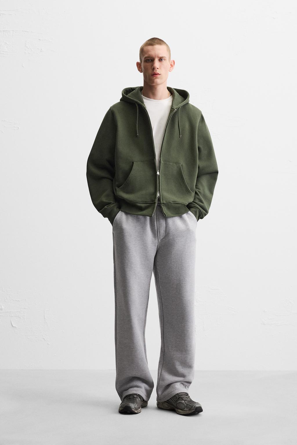 

Тяжелая толстовка на молнии ZARA, хаки