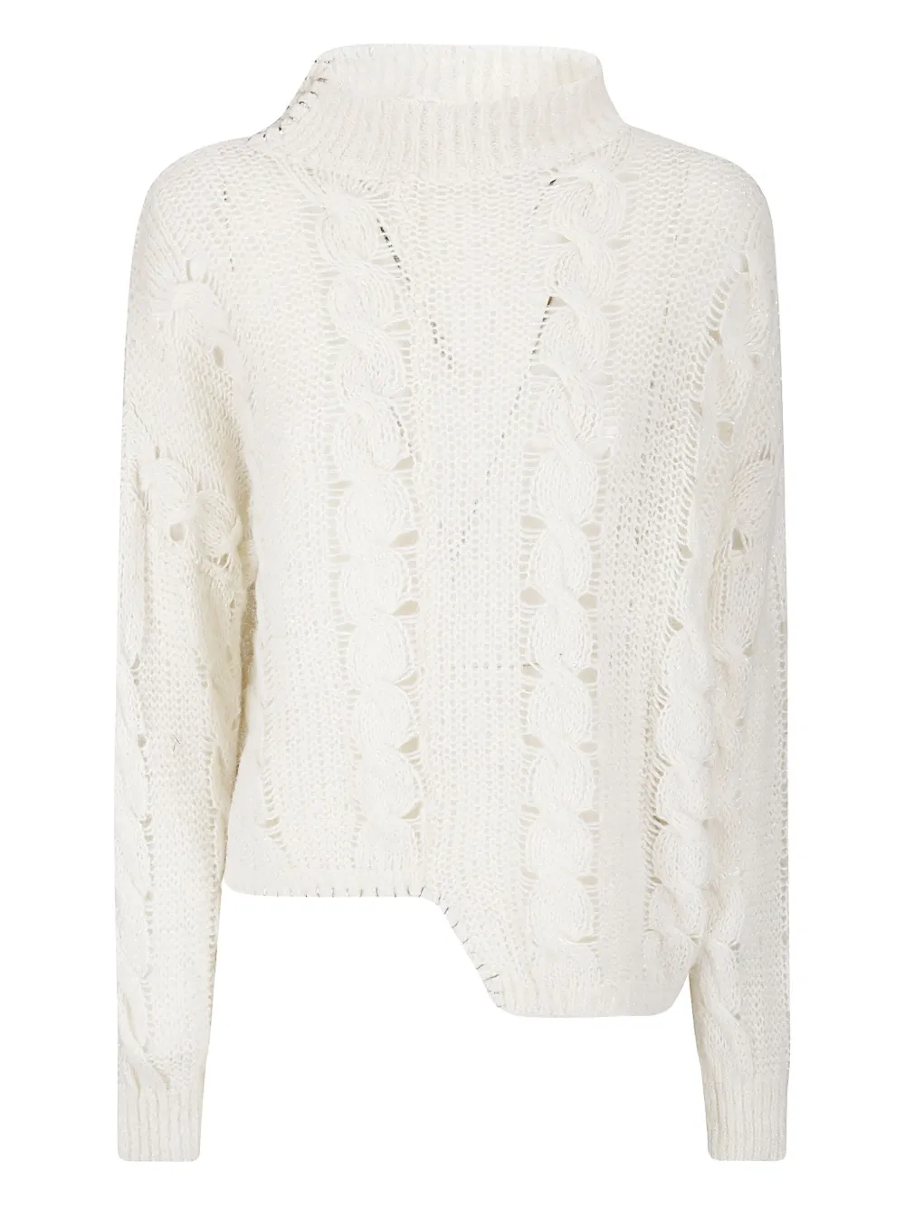 

Кашемировый свитер вязаный косичкой Cecile Handmade, белый