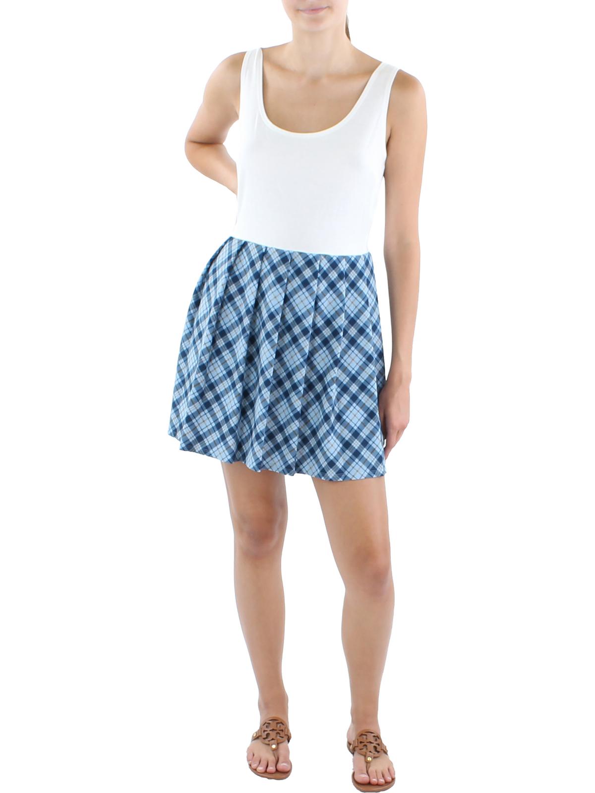 

Платье Juniors Women's Plaid без рукавов с расклешенным кроем Kingston Grey, белый/синий