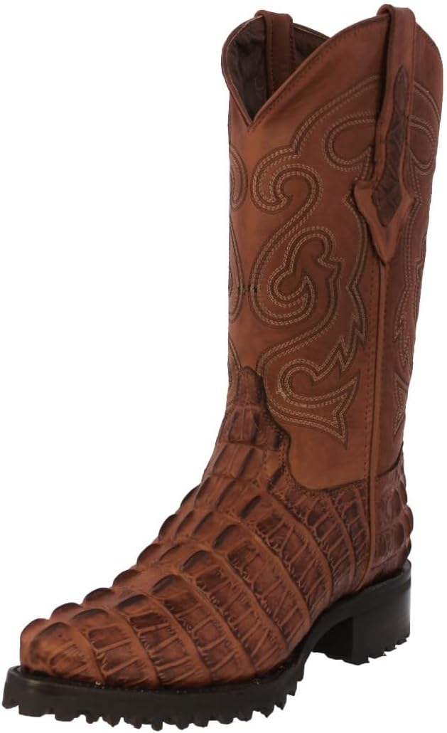 

Мужские байкерские ботинки Cowboy Professional из коньячной кожи с тиснением под крокодила и носком J Toe, Cognac